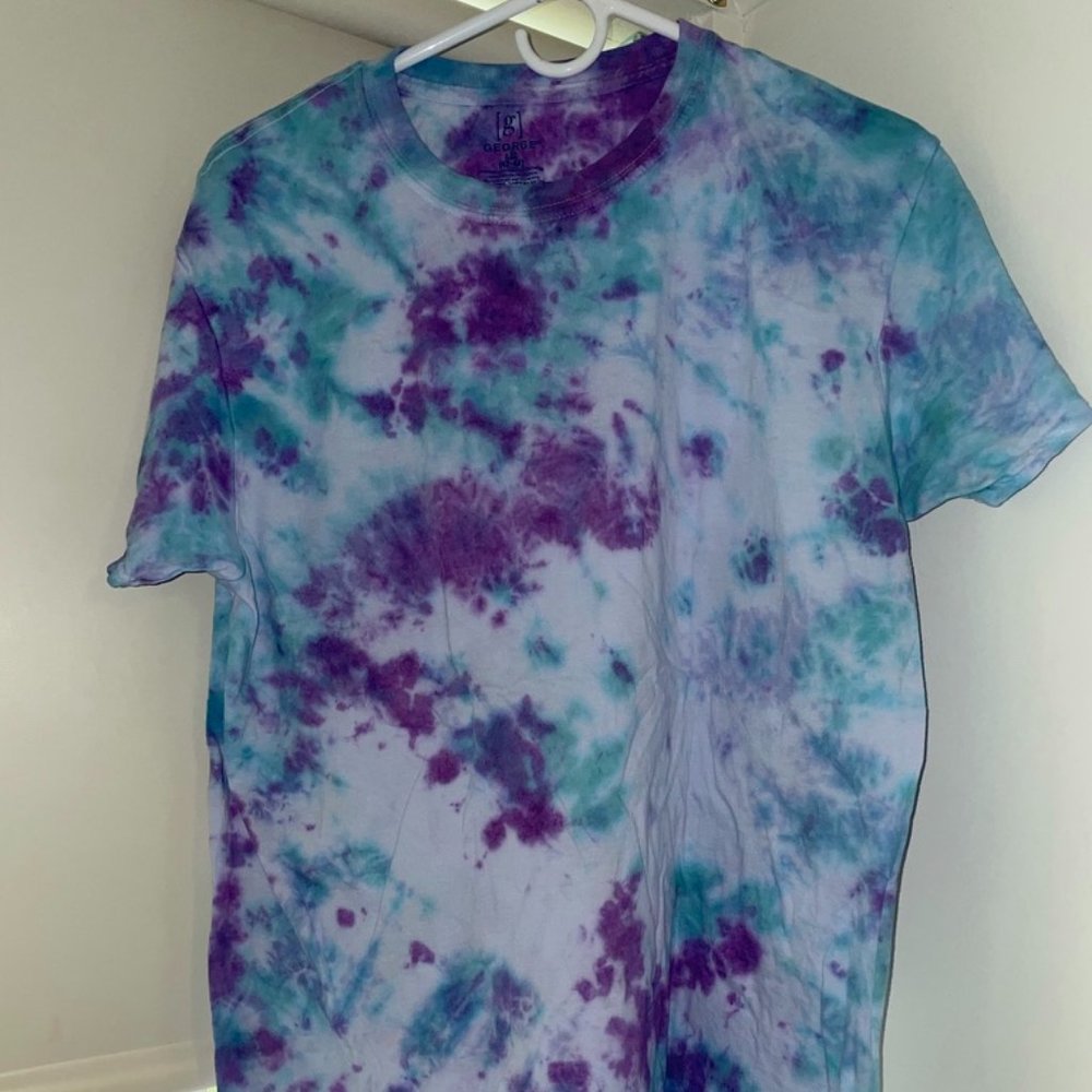Aqua and Purple Tie Dye Shirt: Nebula Design